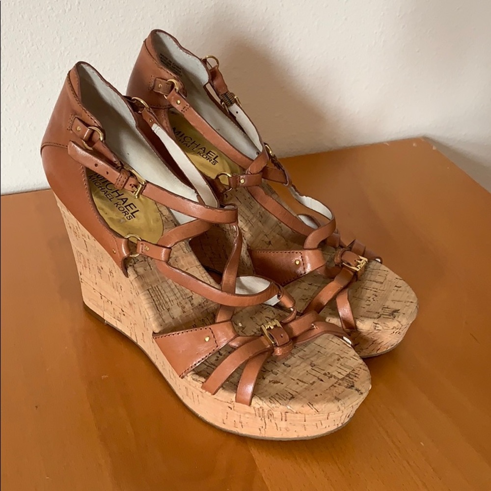 Michael by Michael Kors Tan Wedges Sz 9 NWOT